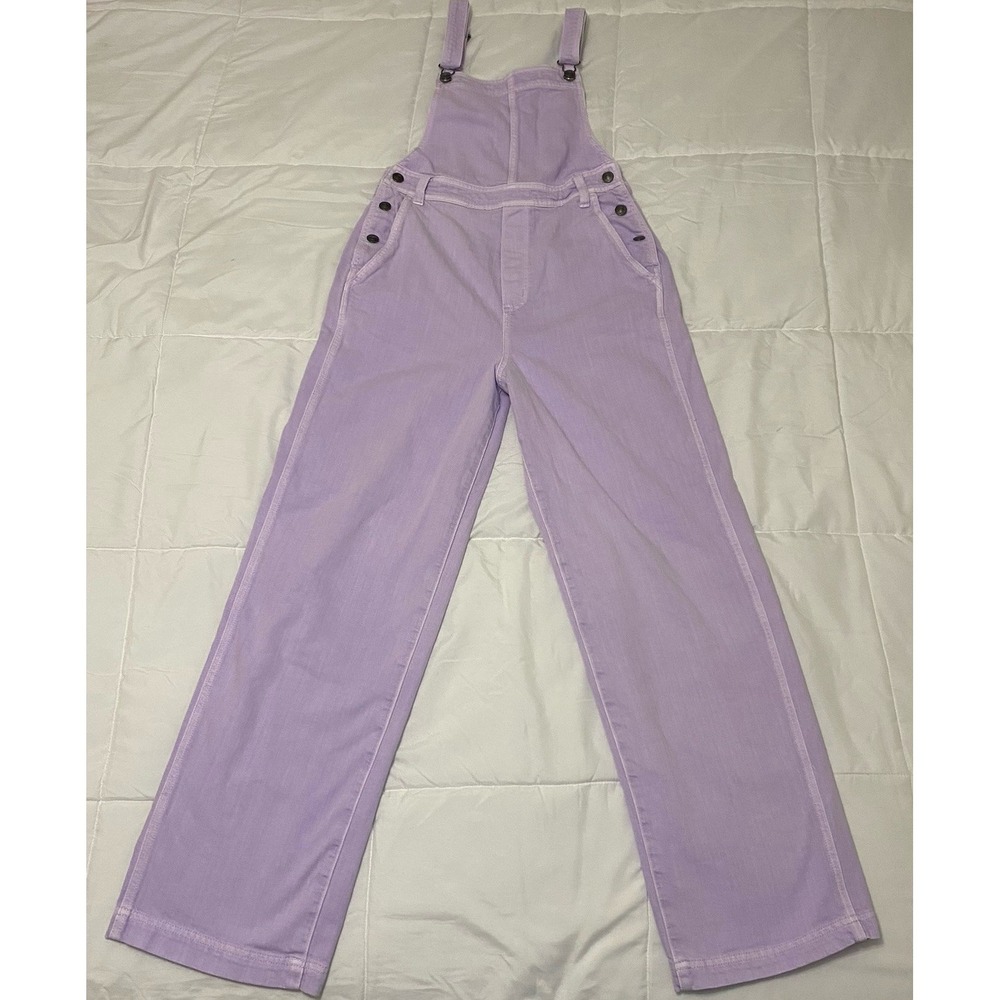 Aerie Purple Denim Wide-Leg Sleeveless Jumpsuit Overalls Pockets S/P